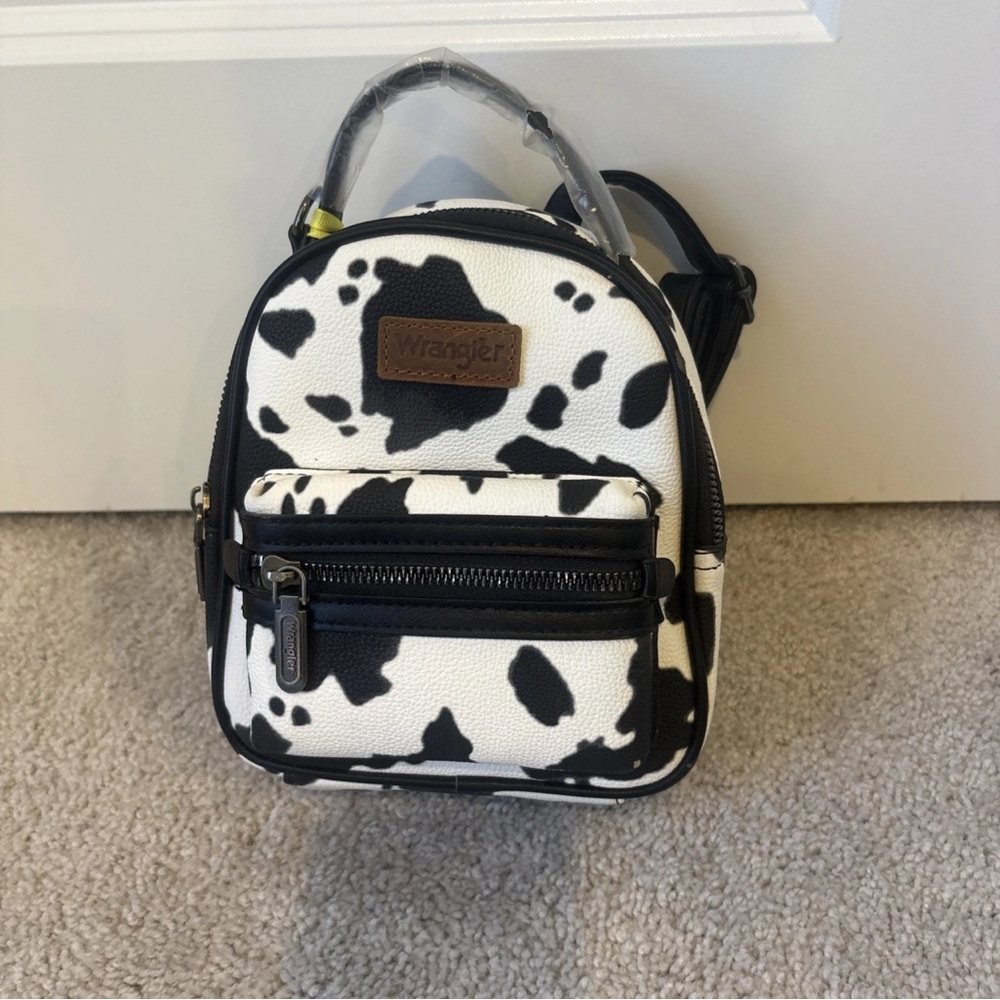 Wrangler Black and White Cow Print Backpack